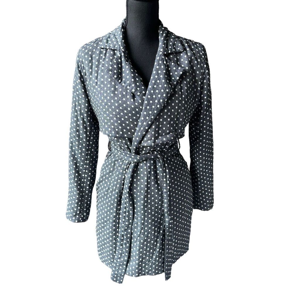 Tulle Original Clothing Womens Size Small Blue Polka Dot Tie Waist Jacket Coat